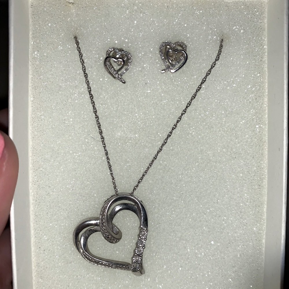 Kay earrings & matching necklace, small diamonds